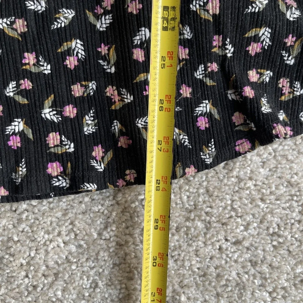 Billabong Dress Womens S Black Floral Square Neck Knit Sundress Fit & Flare